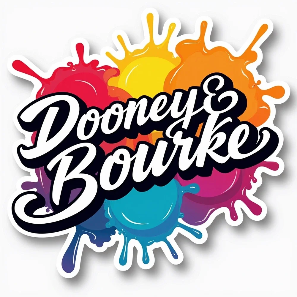 Dooney & Bourke Black Multicolor Logo Barrel Satchel with Tan Trim